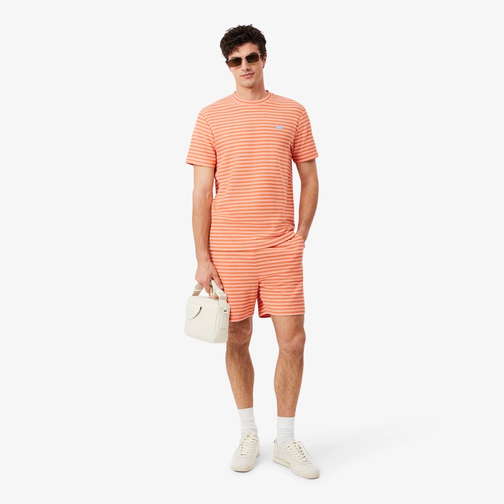 Áo Thun Lacoste Nam Dáng Cổ Điển Chất Liệu Cotton Kẻ Sọc Dập Nổi