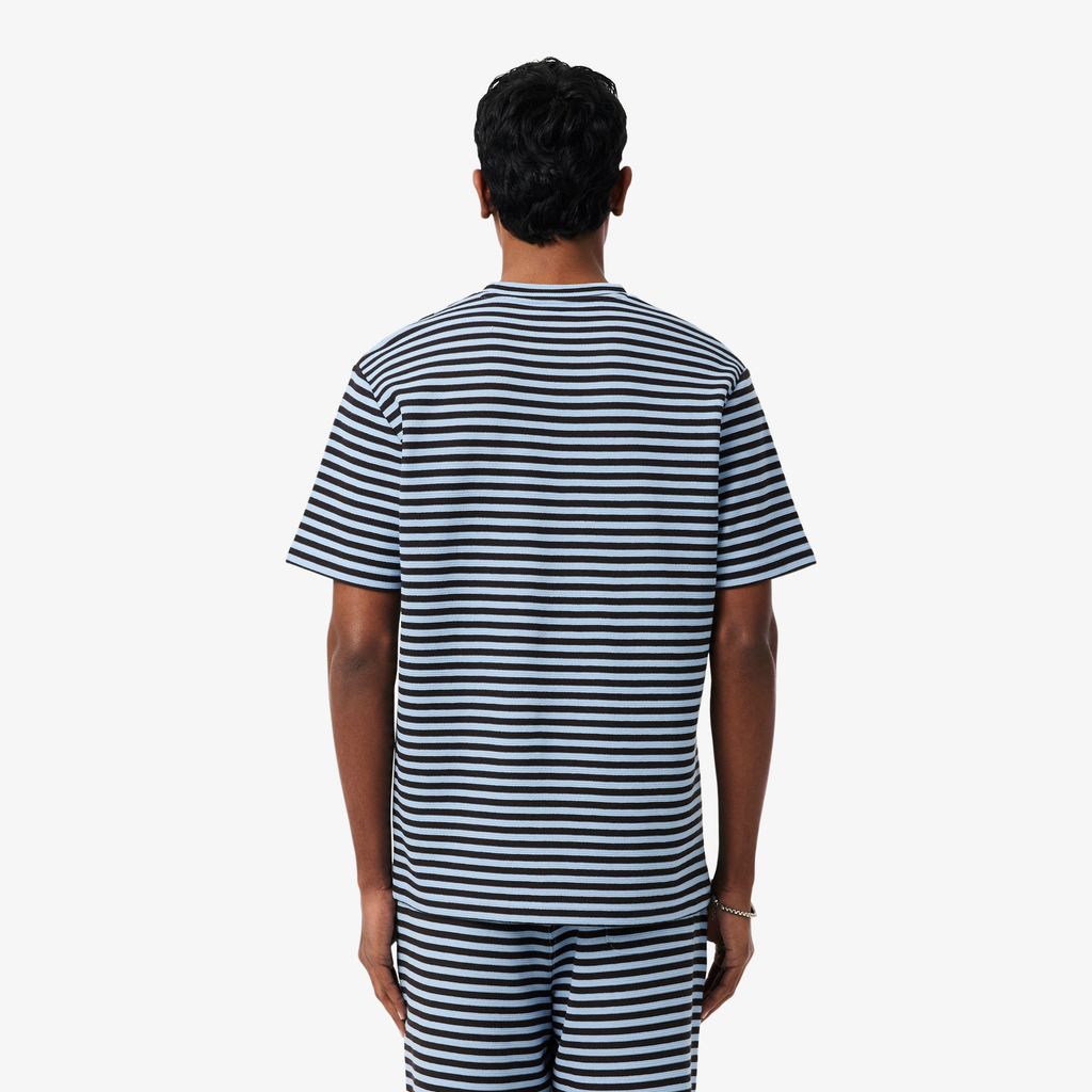 Áo Thun Lacoste Nam Dáng Cổ Điển Chất Liệu Cotton Kẻ Sọc Dập Nổi