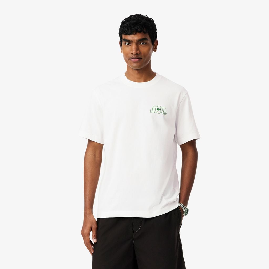 Áo Thun Lacoste Nam Dáng Suông Chất Liệu Cotton In Hình