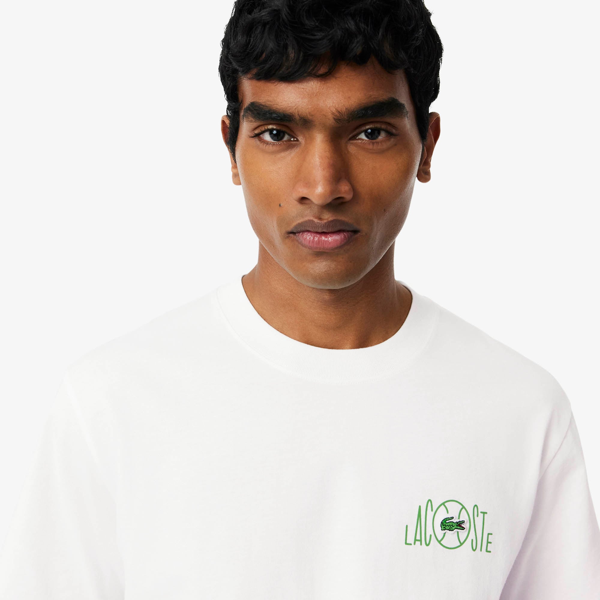 Áo Thun Lacoste Nam Dáng Suông Chất Liệu Cotton In Hình