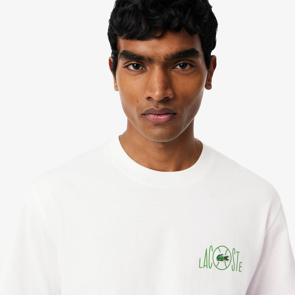 Áo Thun Lacoste Nam Dáng Suông Chất Liệu Cotton In Hình