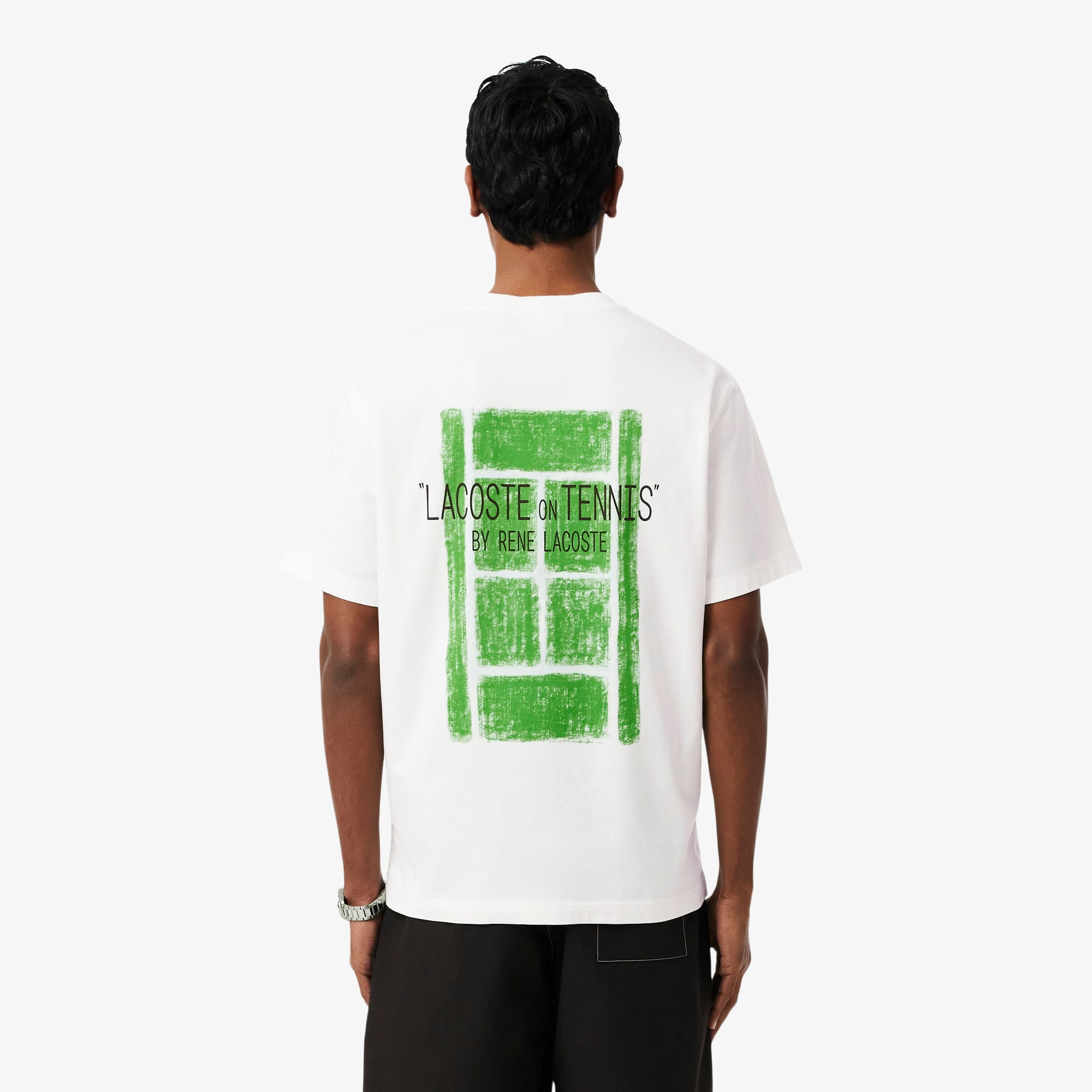Áo Thun Lacoste Nam Dáng Suông Chất Liệu Cotton In Hình