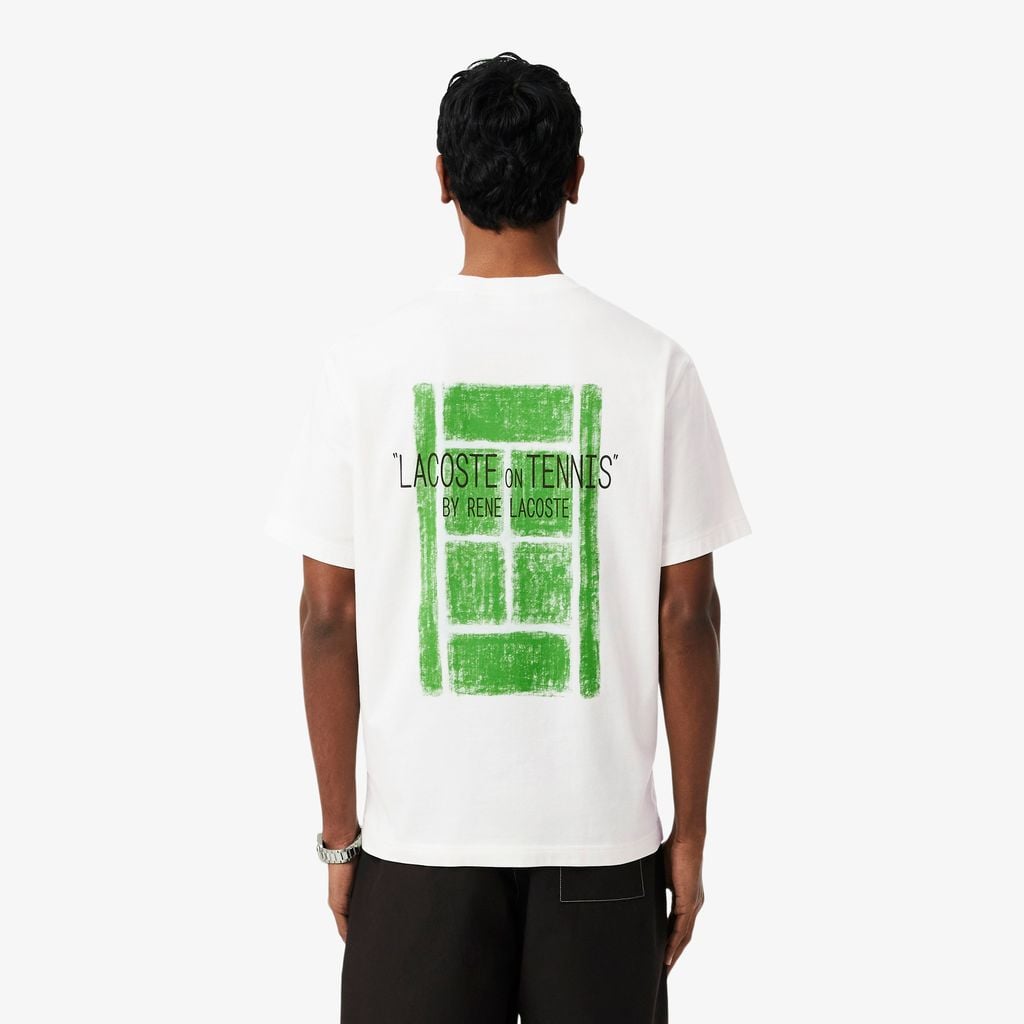 Áo Thun Lacoste Nam Dáng Suông Chất Liệu Cotton In Hình