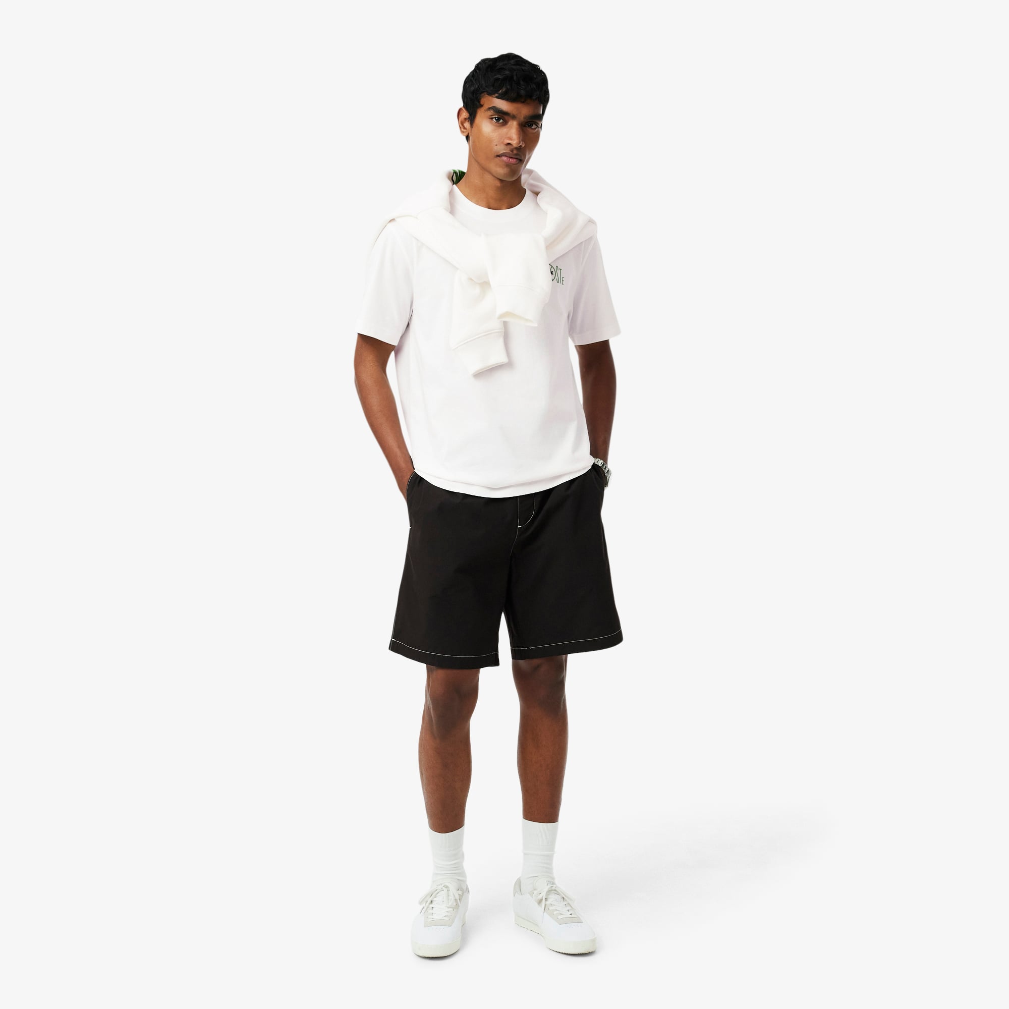 Áo Thun Lacoste Nam Dáng Suông Chất Liệu Cotton In Hình