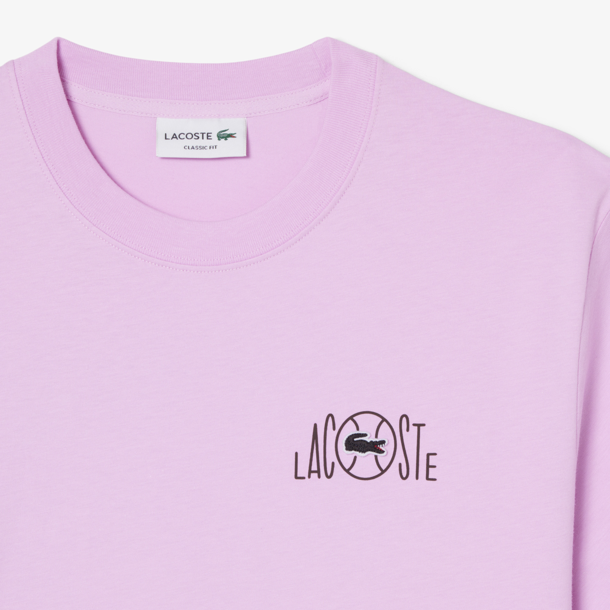 Áo Thun Lacoste Nam Dáng Suông Chất Liệu Cotton In Hình