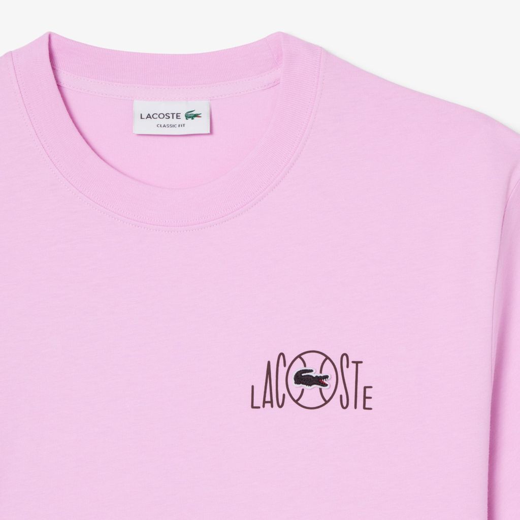 Áo Thun Lacoste Nam Dáng Suông Chất Liệu Cotton In Hình
