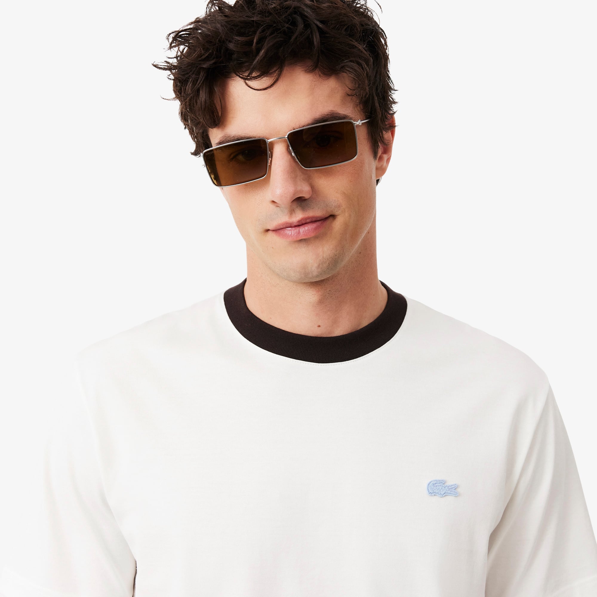 Áo Thun Lacoste Nam Dáng Cổ Điển Chất Liệu Cotton Họa Tiết Color-Block