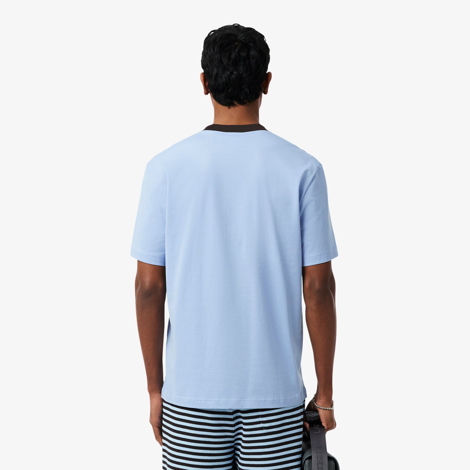 Áo Thun Lacoste Nam Dáng Cổ Điển Chất Liệu Cotton Họa Tiết Color-Block