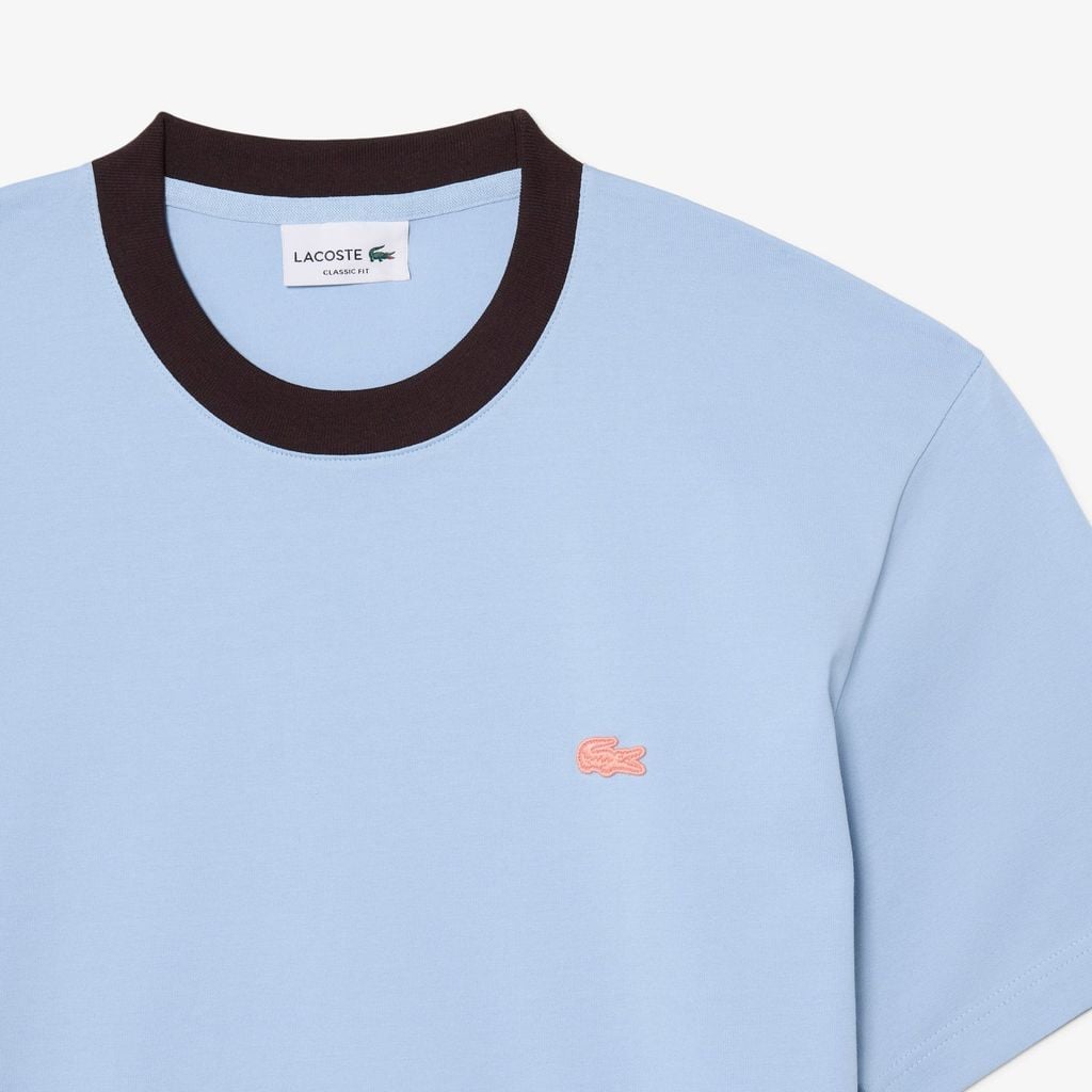 Áo Thun Lacoste Nam Dáng Cổ Điển Chất Liệu Cotton Họa Tiết Color-Block
