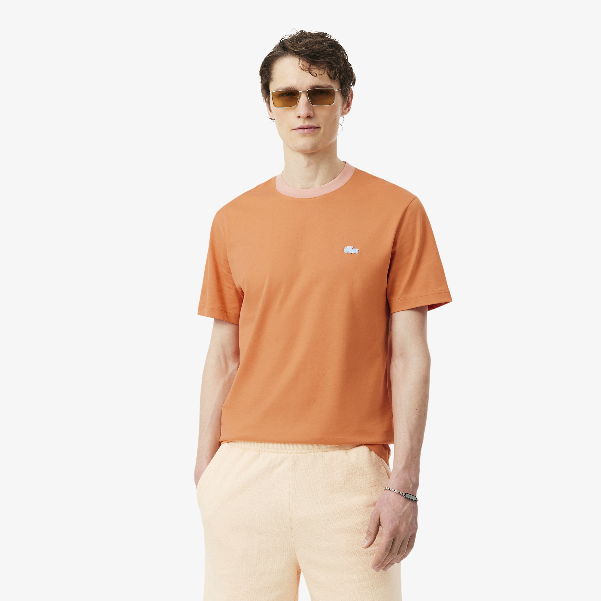 Áo Thun Lacoste Nam Dáng Cổ Điển Chất Liệu Cotton Họa Tiết Color-Block