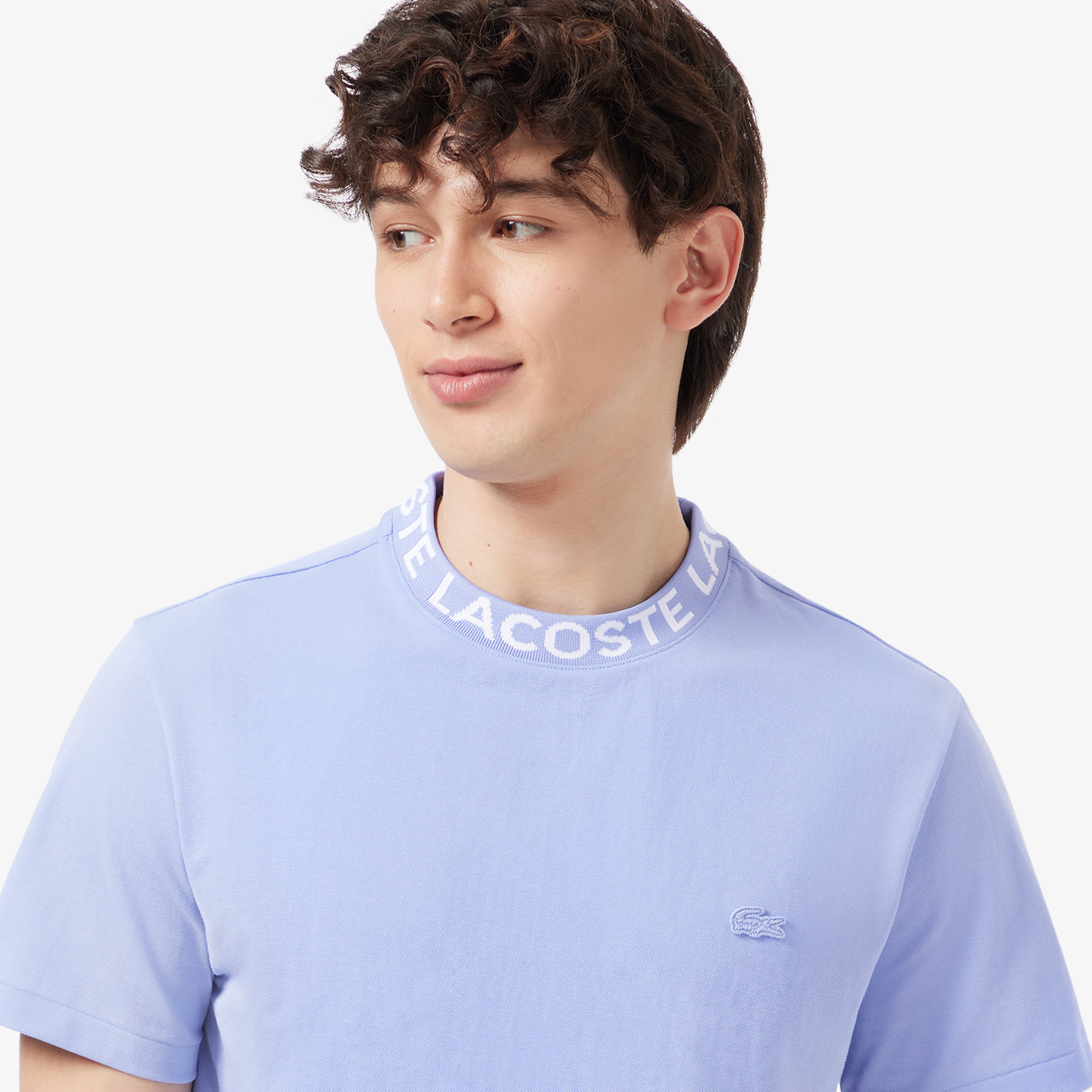 Áo Thun Lacoste Nam Dáng Suông Chất Liệu Co Giãn Có Cổ Dệt Jacquard