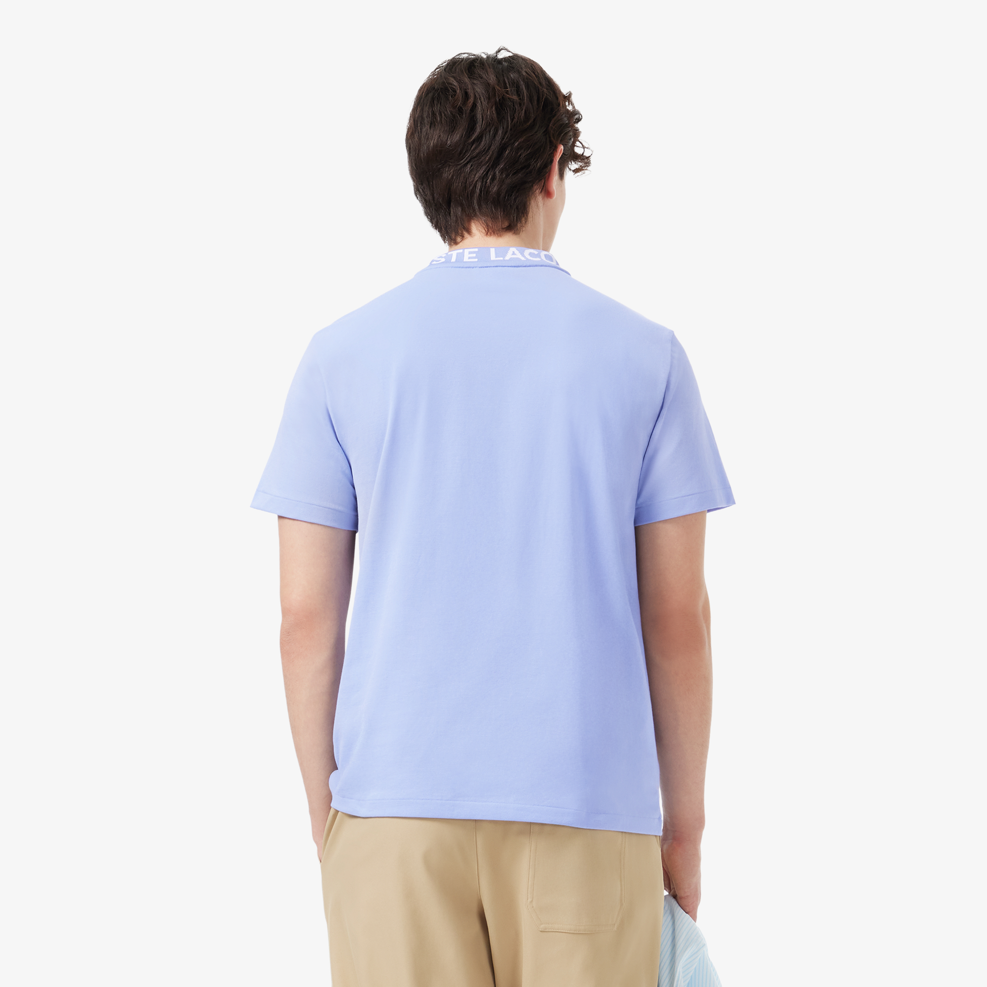 Áo Thun Lacoste Nam Dáng Suông Chất Liệu Co Giãn Có Cổ Dệt Jacquard