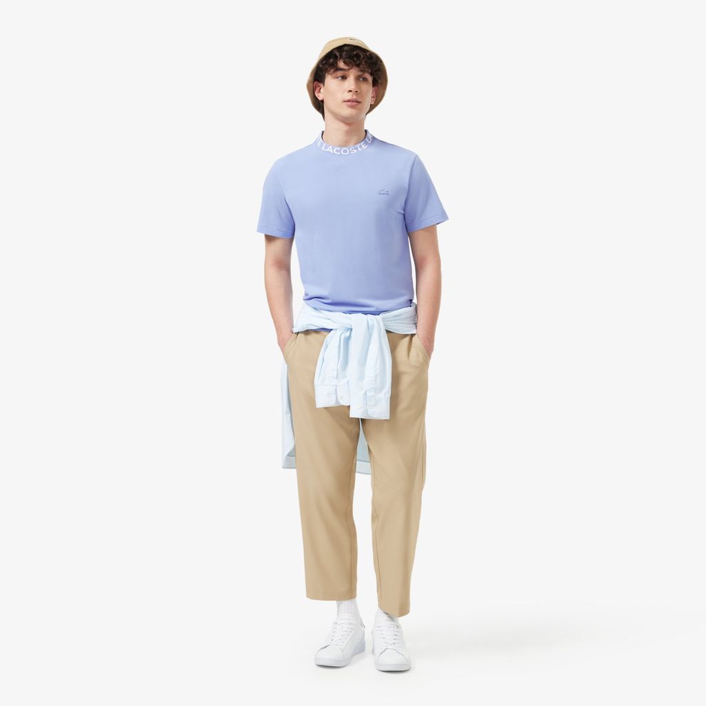 Áo Thun Lacoste Nam Dáng Suông Chất Liệu Co Giãn Có Cổ Dệt Jacquard