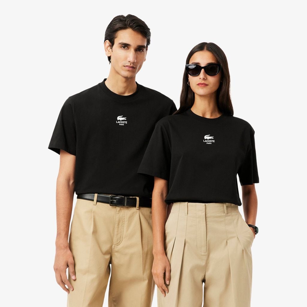 Áo Thun Lacoste Unisex Chất Liệu Cotton Họa Tiết In