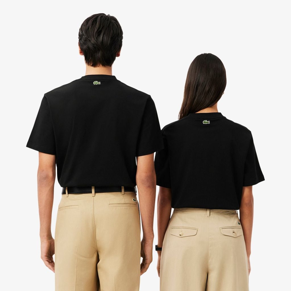 Áo Thun Lacoste Unisex Chất Liệu Cotton Họa Tiết In