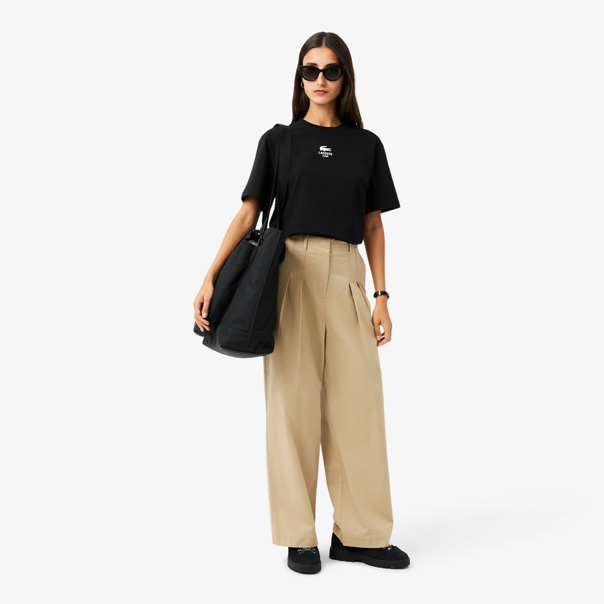 Áo Thun Lacoste Unisex Chất Liệu Cotton Họa Tiết In