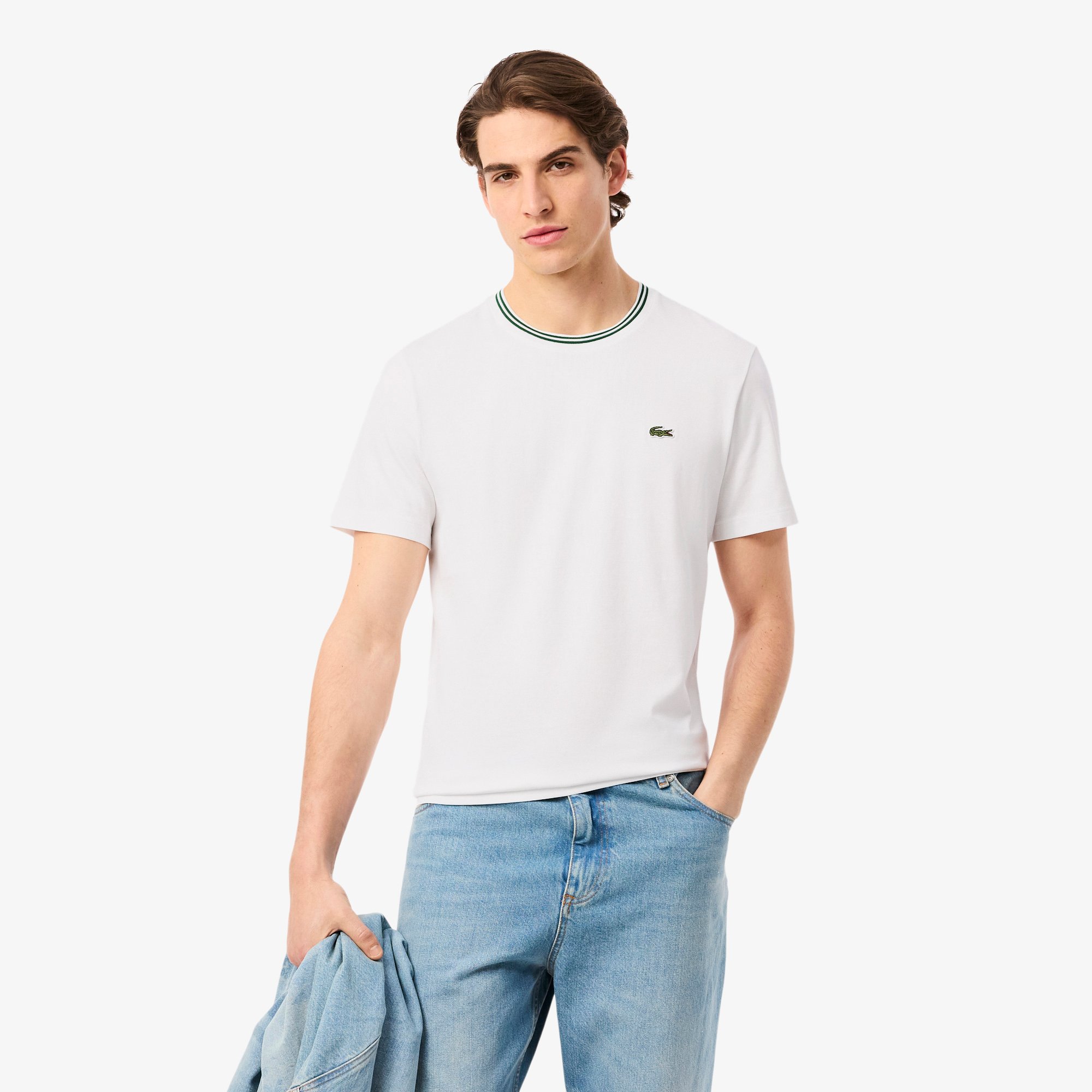 Áo Thun Lacoste Nam Dáng Suông Có Cổ Dệt Gân