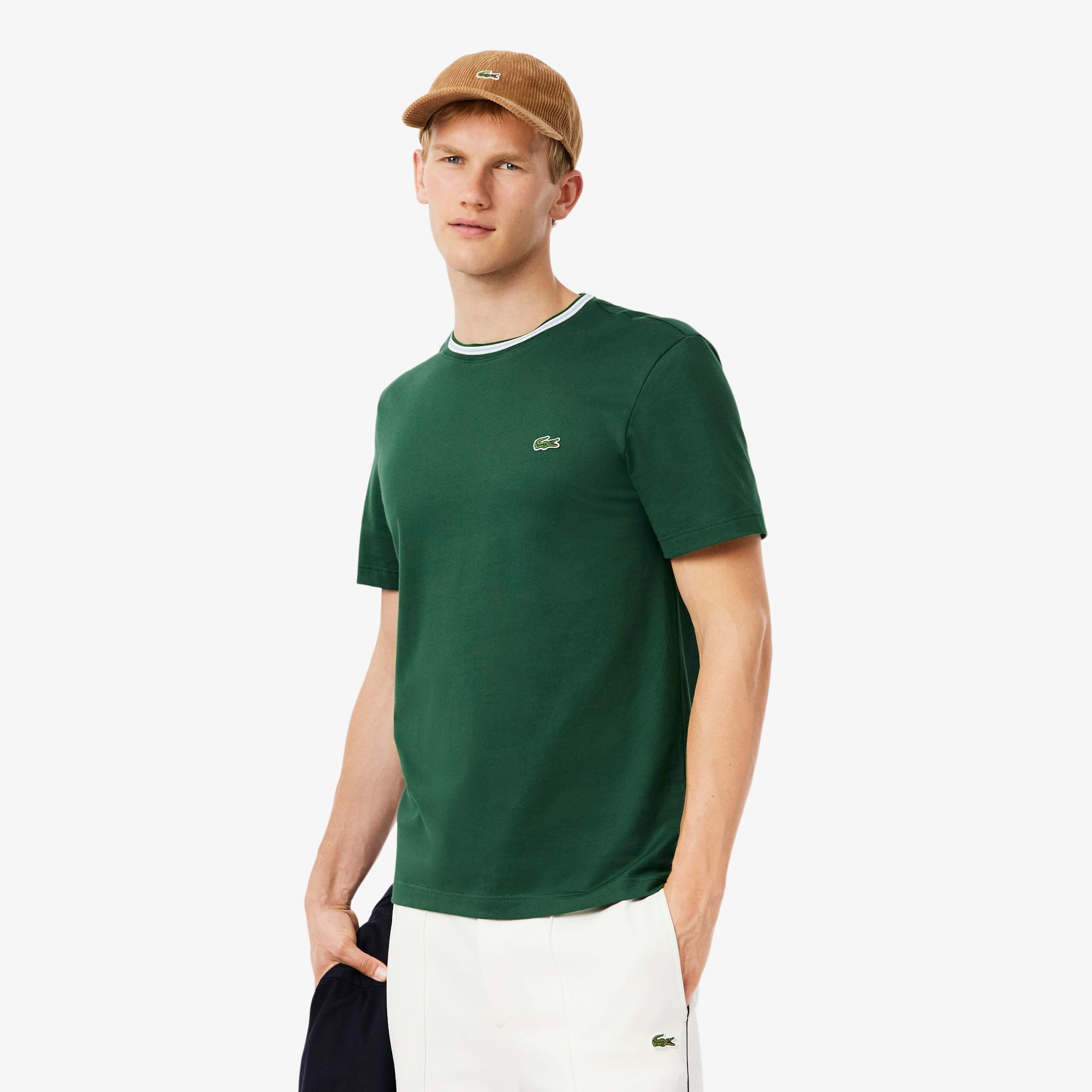 Áo Thun Lacoste Nam Dáng Suông Có Cổ Dệt Gân