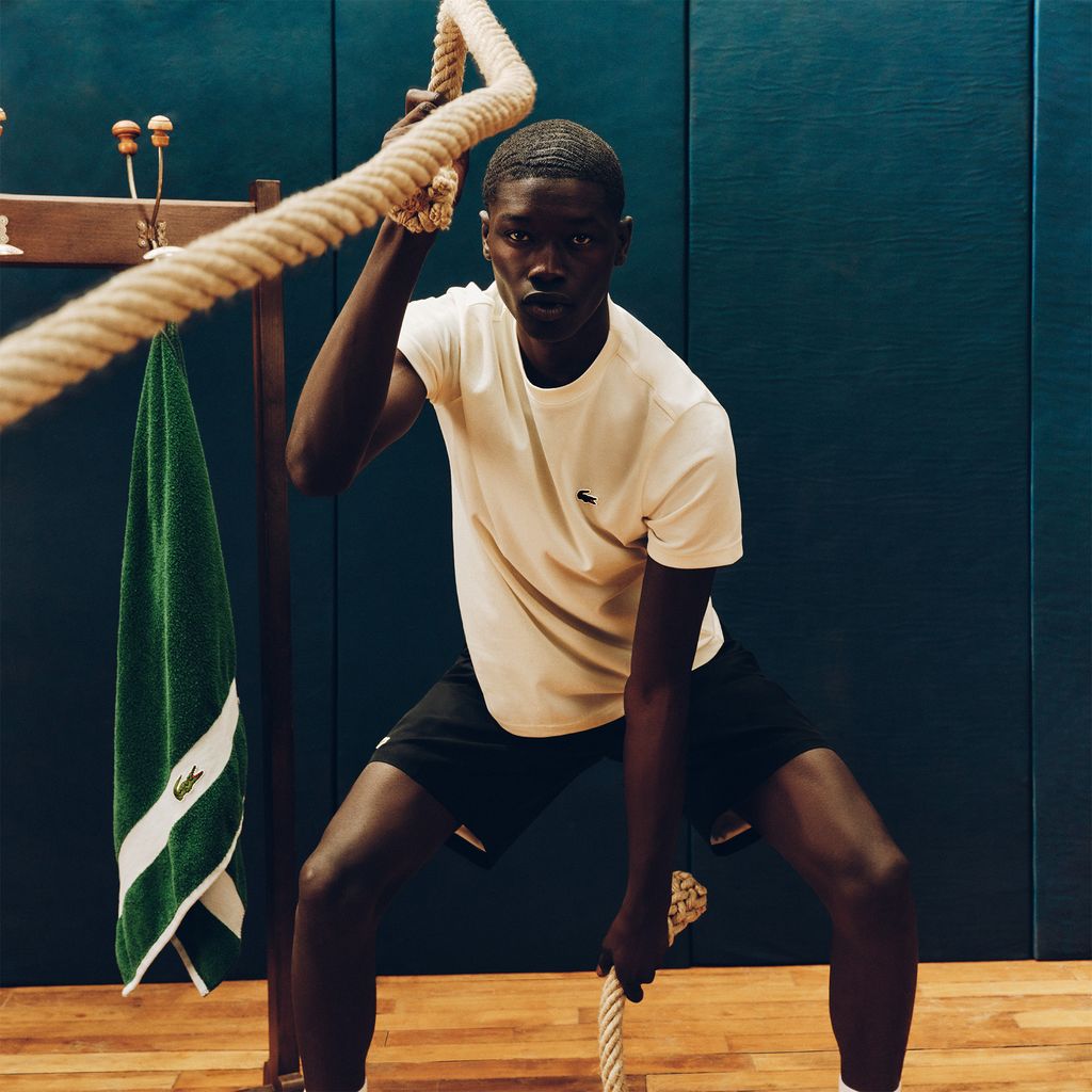 Áo Thun Thể Thao Lacoste Nam Dáng Suông Thoáng Khí Họa Tiết In