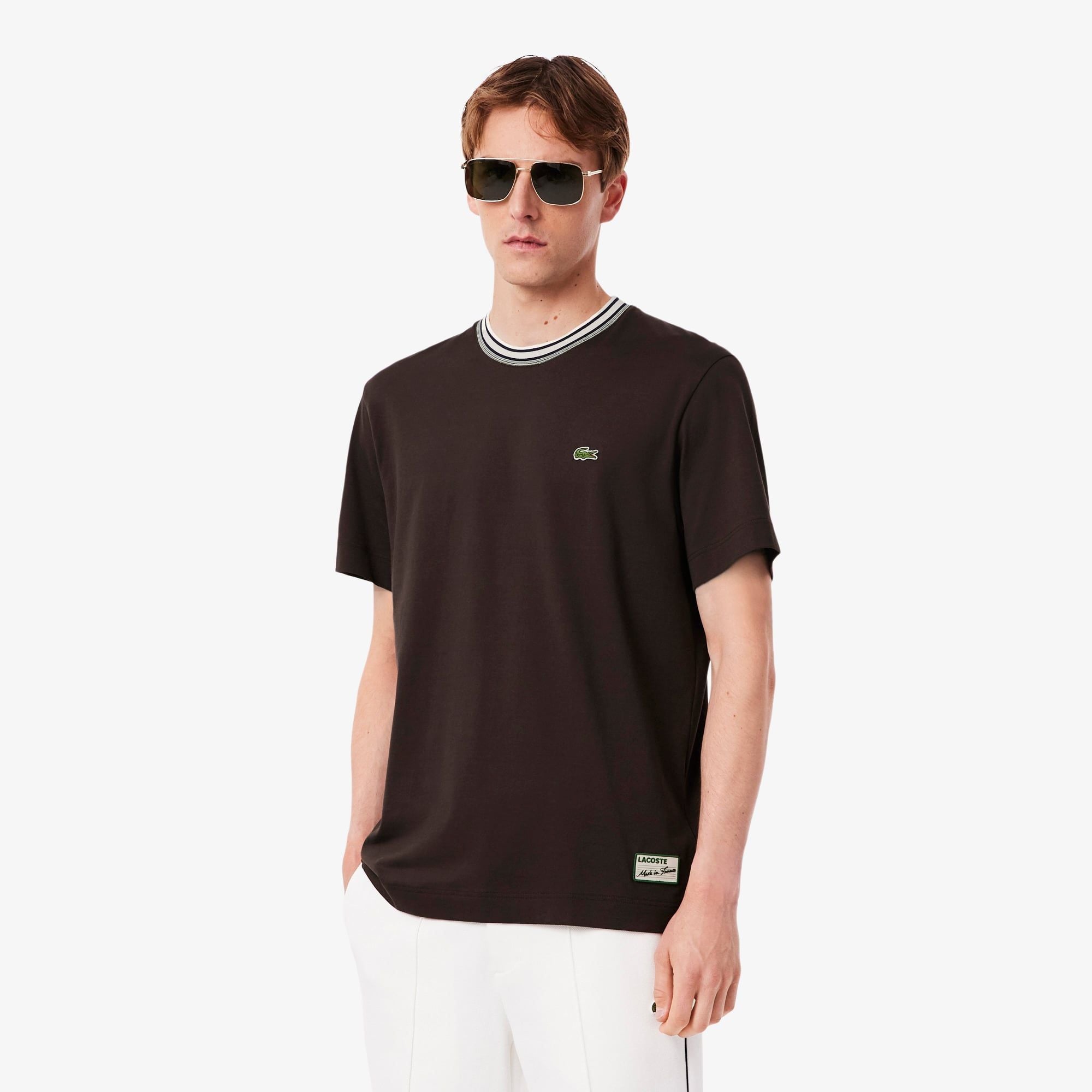 Áo Thun Lacoste Nam Dáng Cổ Điển Cổ Sọc Sản Xuất Tại Pháp