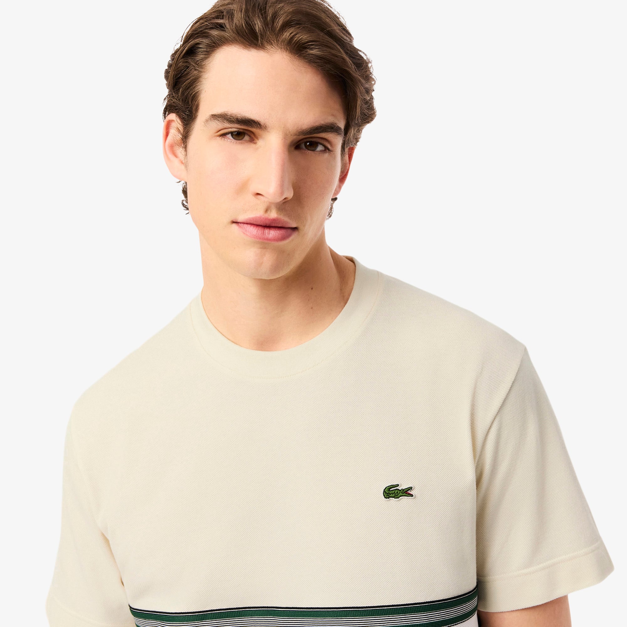 Áo Thun Lacoste Nam Dáng Cổ Điển Sọc Sản Xuất Tại Pháp