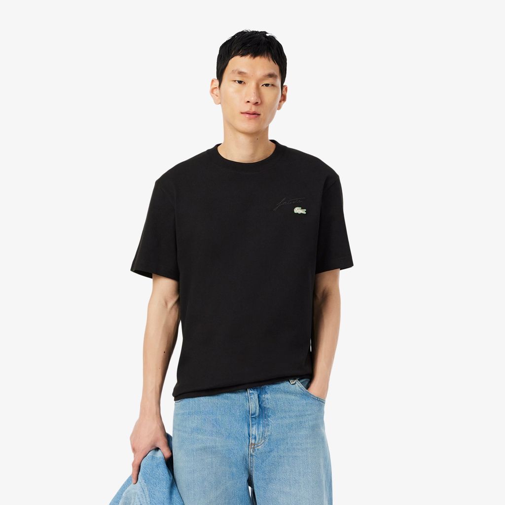 Áo Thun Lacoste Nam Dáng Cổ Điển Thêu Chữ Ký Chất Liệu Jersey Dày Dặn