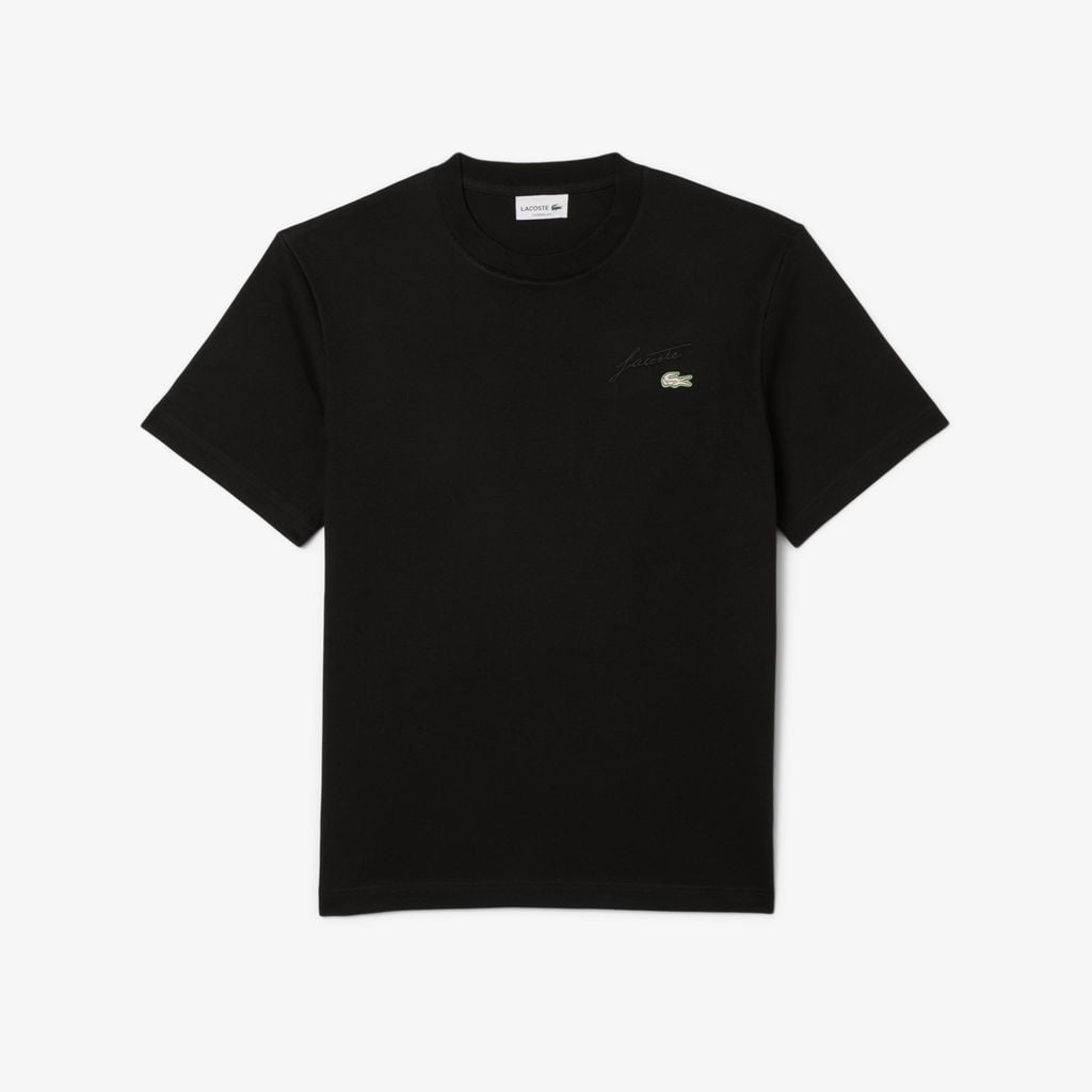 Áo Thun Lacoste Nam Dáng Cổ Điển Thêu Chữ Ký Chất Liệu Jersey Dày Dặn