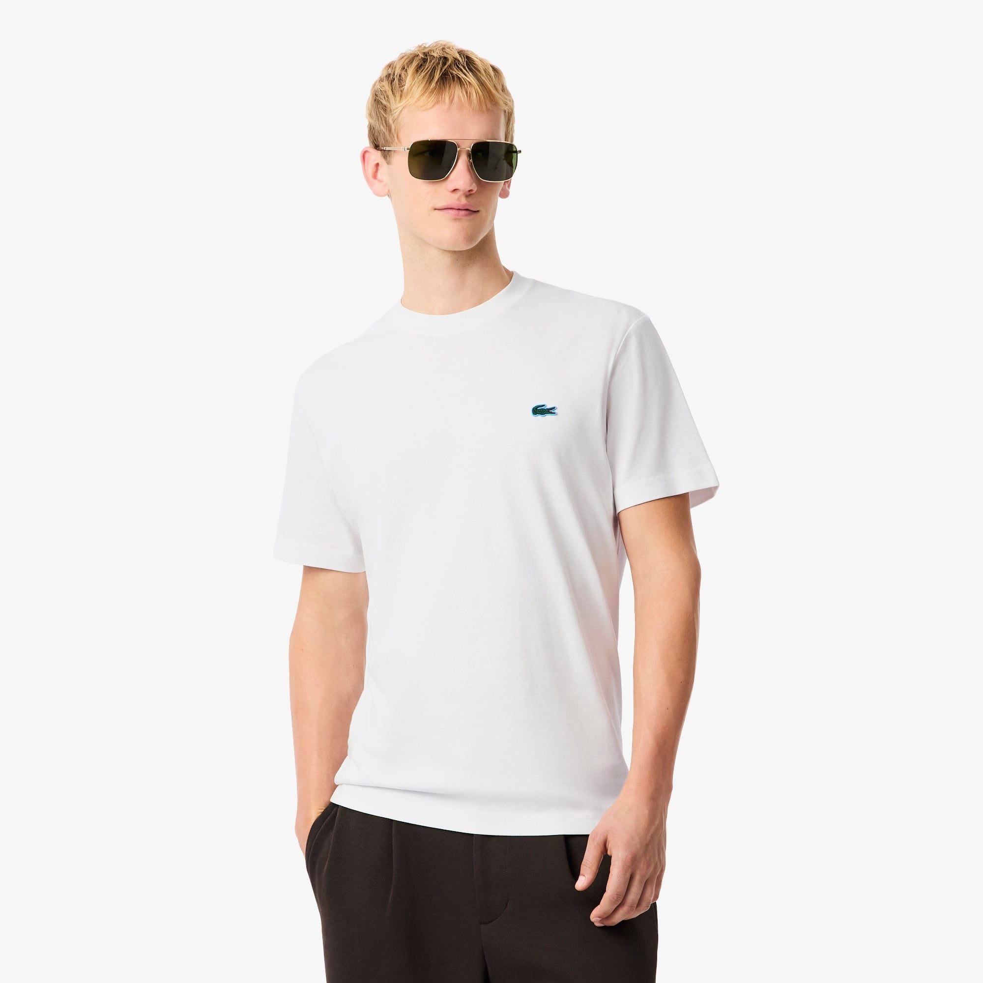 Áo Thun Lacoste Nam Dáng Cổ Điển In Hình Chất Liệu Jersey