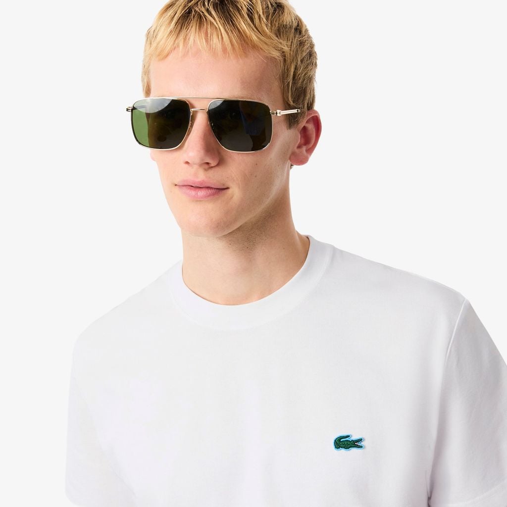 Áo Thun Lacoste Nam Dáng Cổ Điển In Hình Chất Liệu Jersey