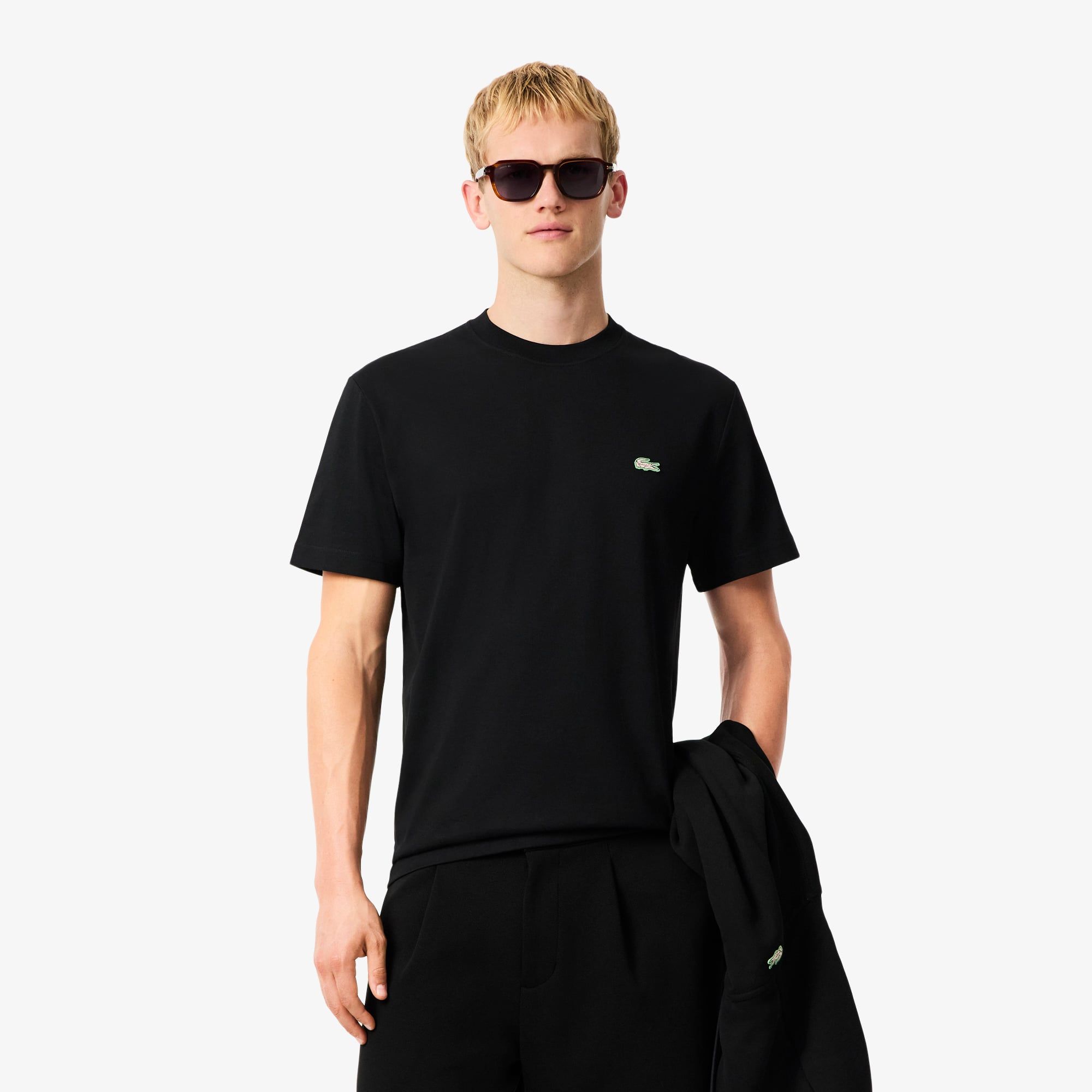 Áo Thun Lacoste Nam Dáng Cổ Điển In Hình Chất Liệu Jersey