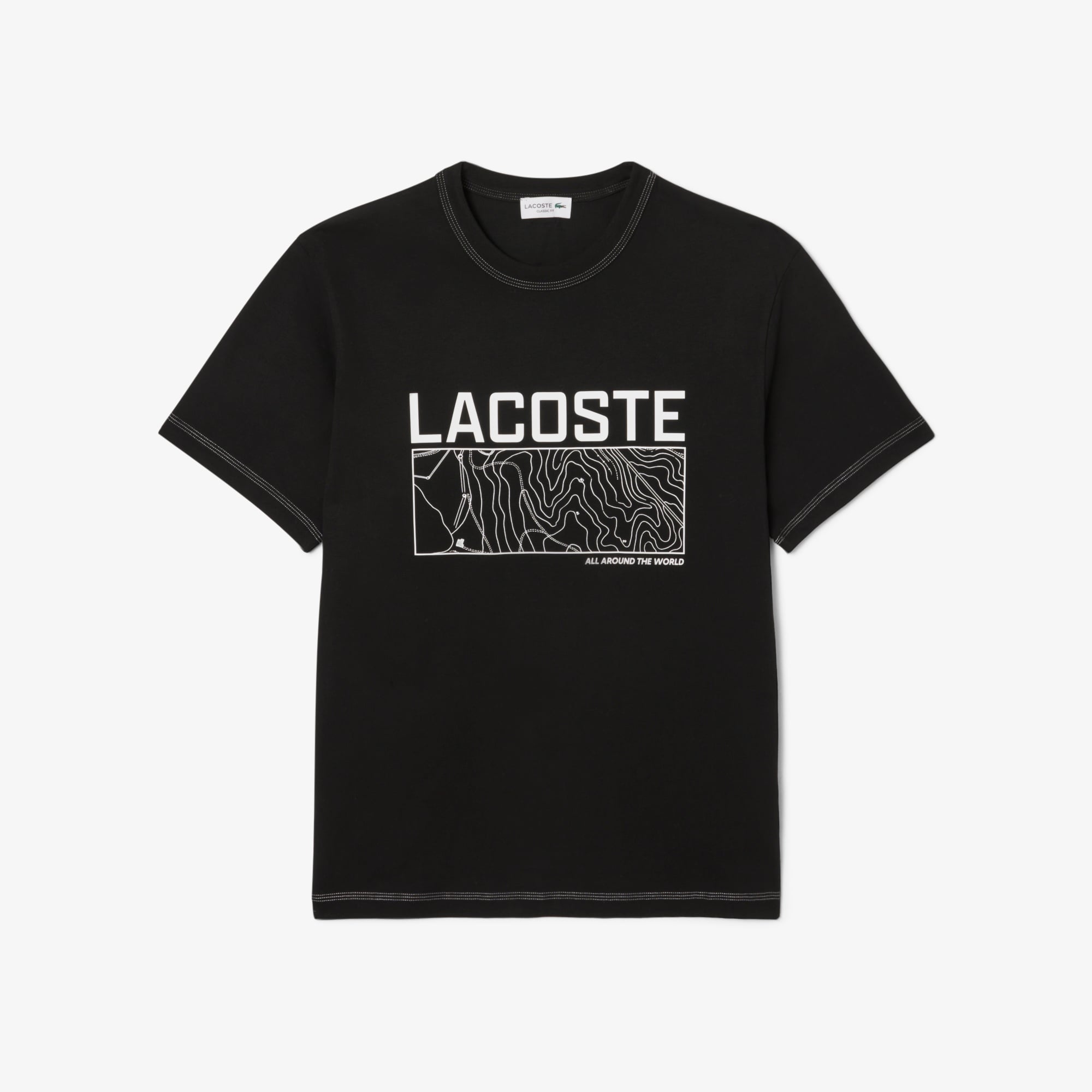 Áo Thun Lacoste Nam Dáng Cổ Điển In Họa Tiết Chất Liệu Jersey