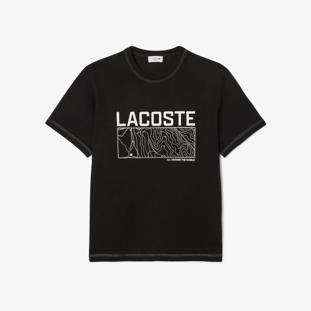 Áo Thun Lacoste Nam Dáng Cổ Điển In Họa Tiết Chất Liệu Jersey