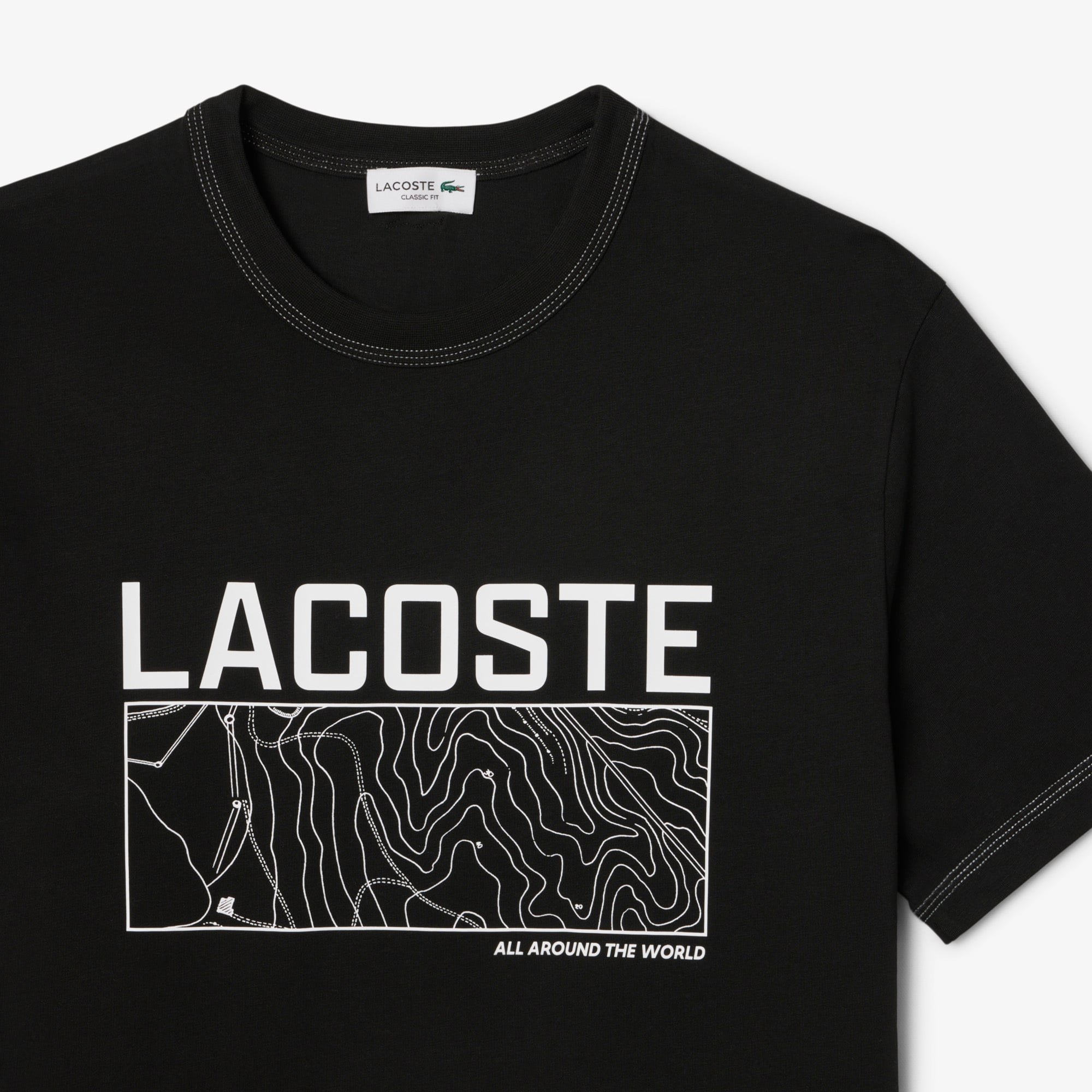 Áo Thun Lacoste Nam Dáng Cổ Điển In Họa Tiết Chất Liệu Jersey