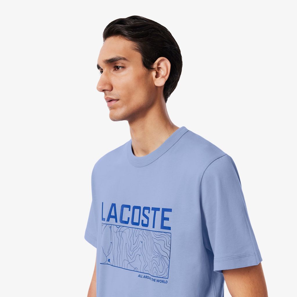 Áo Thun Lacoste Nam Dáng Cổ Điển In Họa Tiết Chất Liệu Jersey