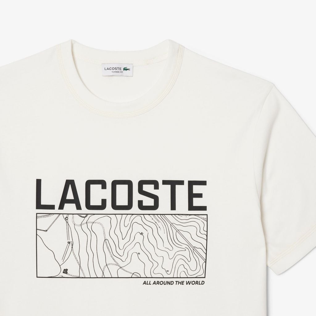 Áo Thun Lacoste Nam Dáng Cổ Điển In Họa Tiết Chất Liệu Jersey