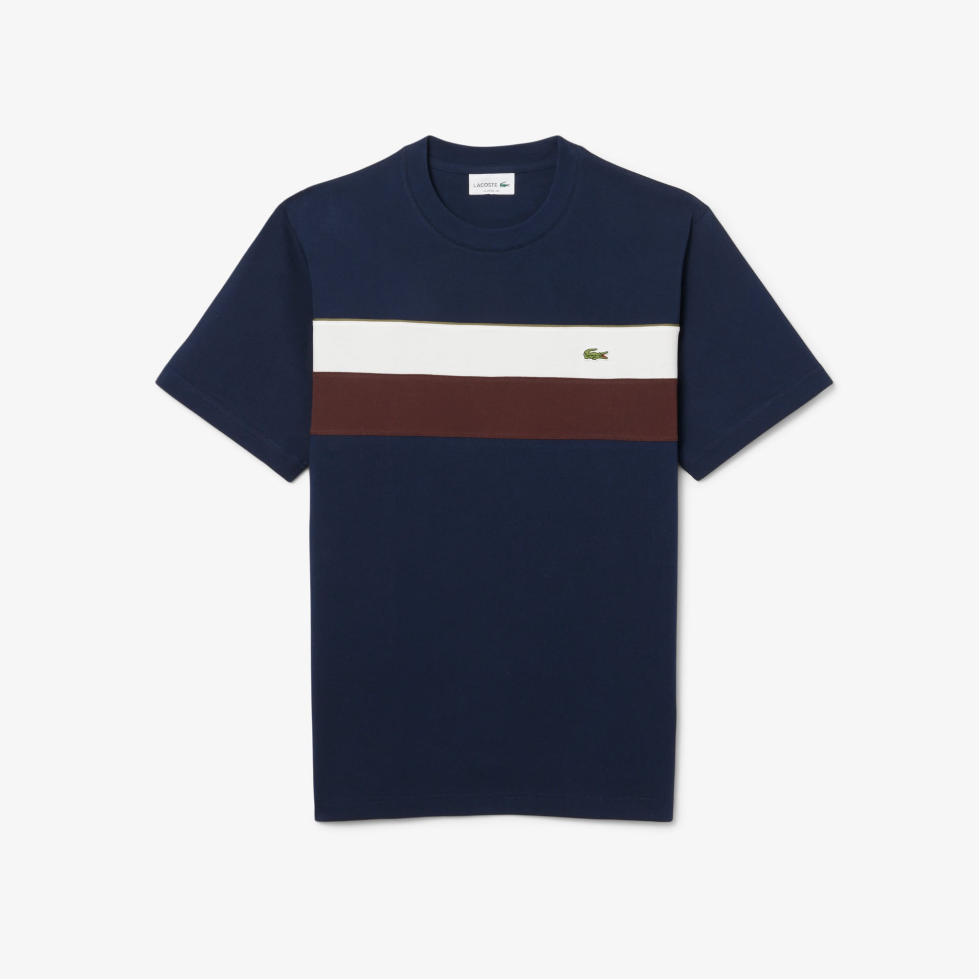 Áo Thun Lacoste Nam Dáng Cổ Điển Họa Tiết Color-Block Chất Liệu Jersey