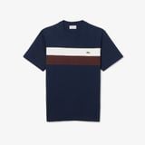 Áo Thun Lacoste Nam Dáng Cổ Điển Họa Tiết Color-Block Chất Liệu Jersey