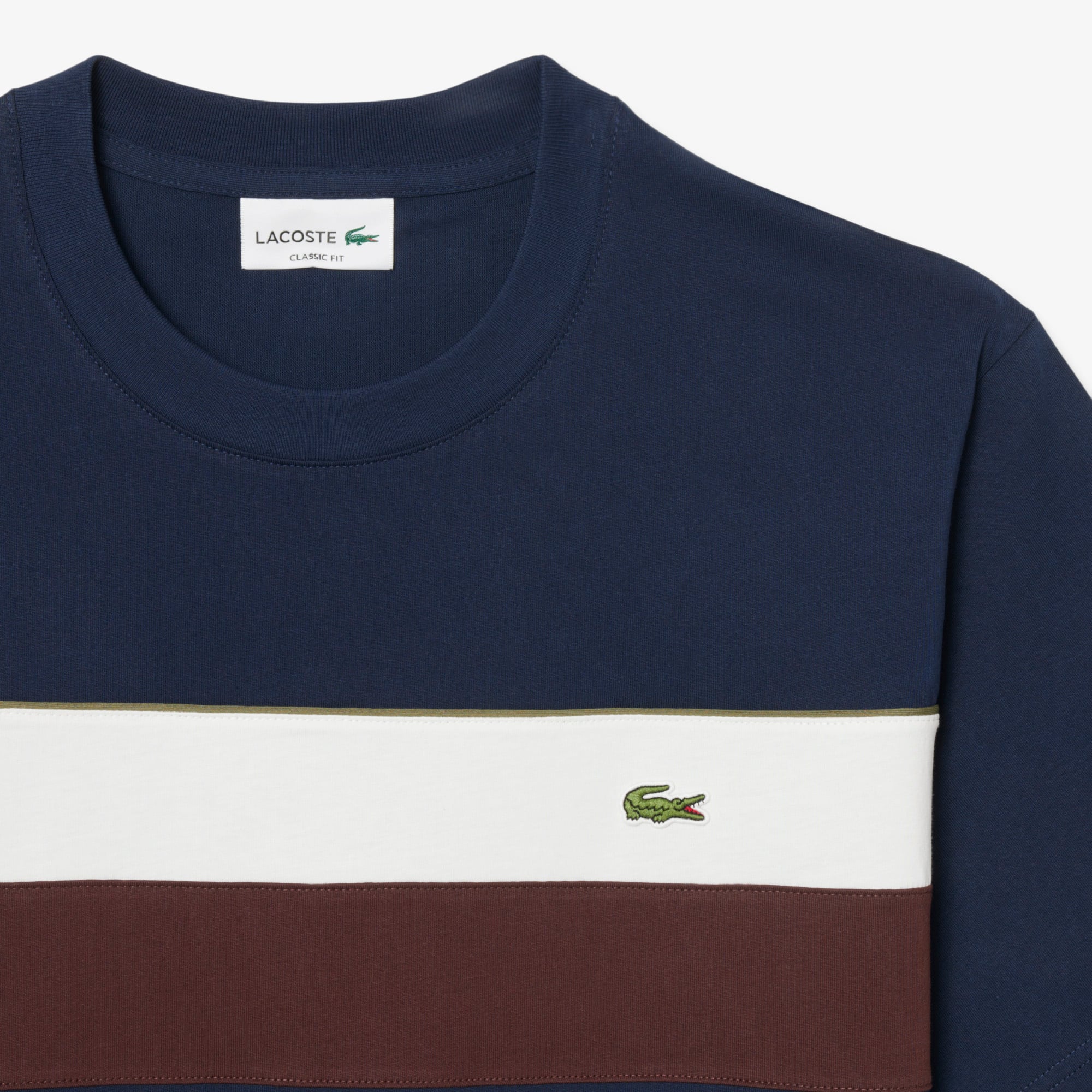 Áo Thun Lacoste Nam Dáng Cổ Điển Họa Tiết Color-Block Chất Liệu Jersey