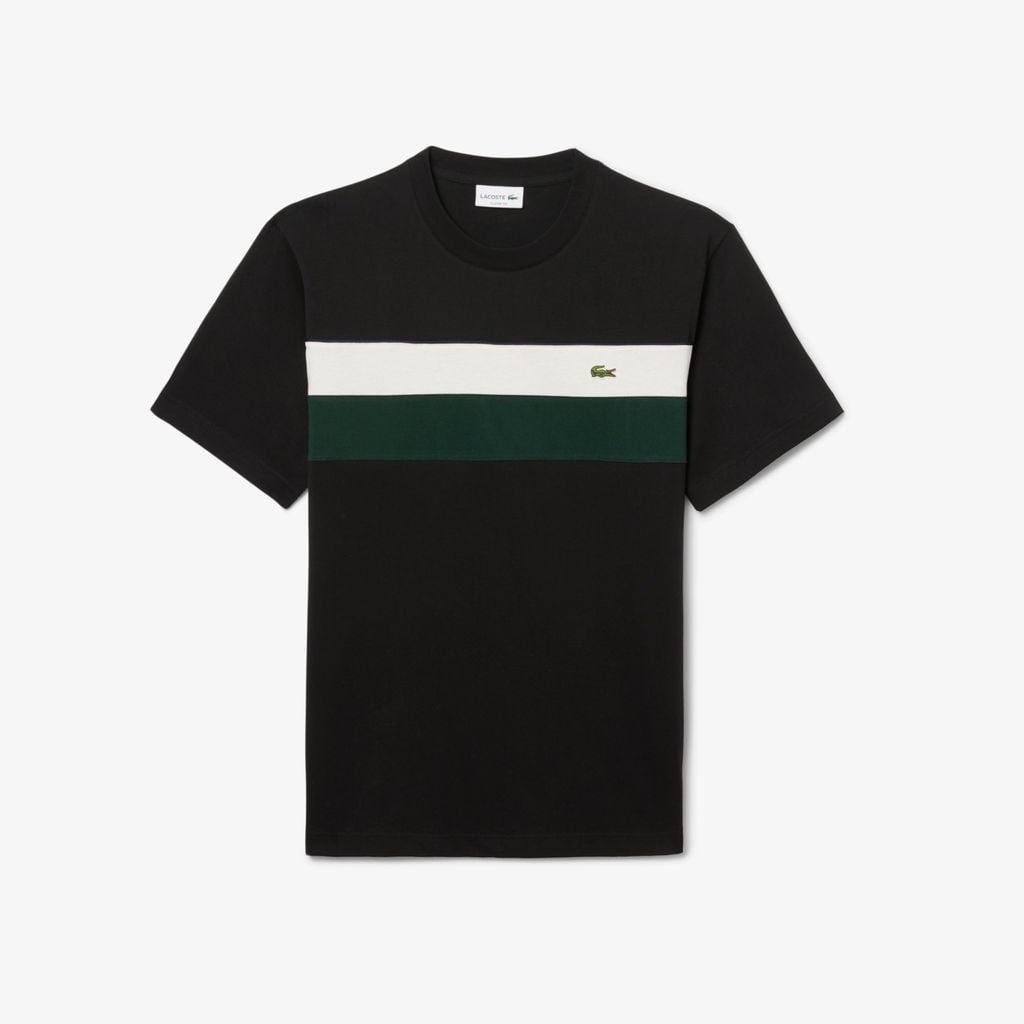 Áo Thun Lacoste Nam Dáng Cổ Điển Họa Tiết Color-Block Chất Liệu Jersey