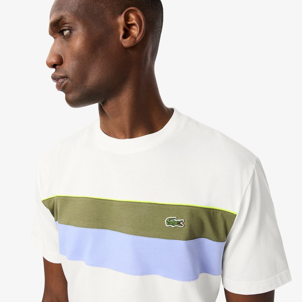 Áo Thun Lacoste Nam Dáng Cổ Điển Họa Tiết Color-Block Chất Liệu Jersey