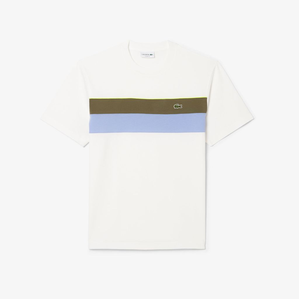 Áo Thun Lacoste Nam Dáng Cổ Điển Họa Tiết Color-Block Chất Liệu Jersey