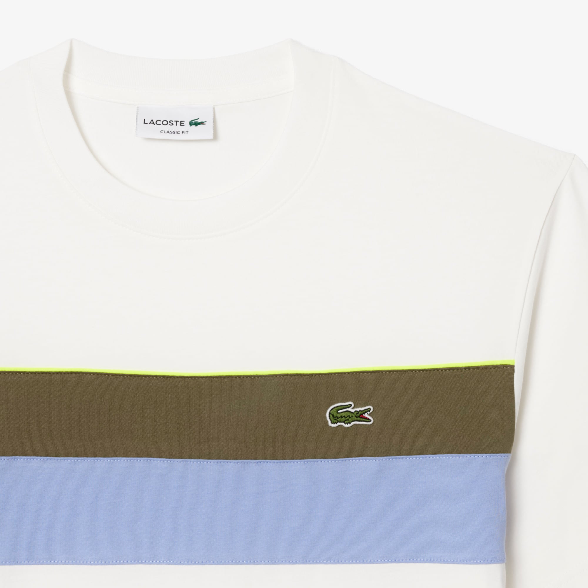 Áo Thun Lacoste Nam Dáng Cổ Điển Họa Tiết Color-Block Chất Liệu Jersey