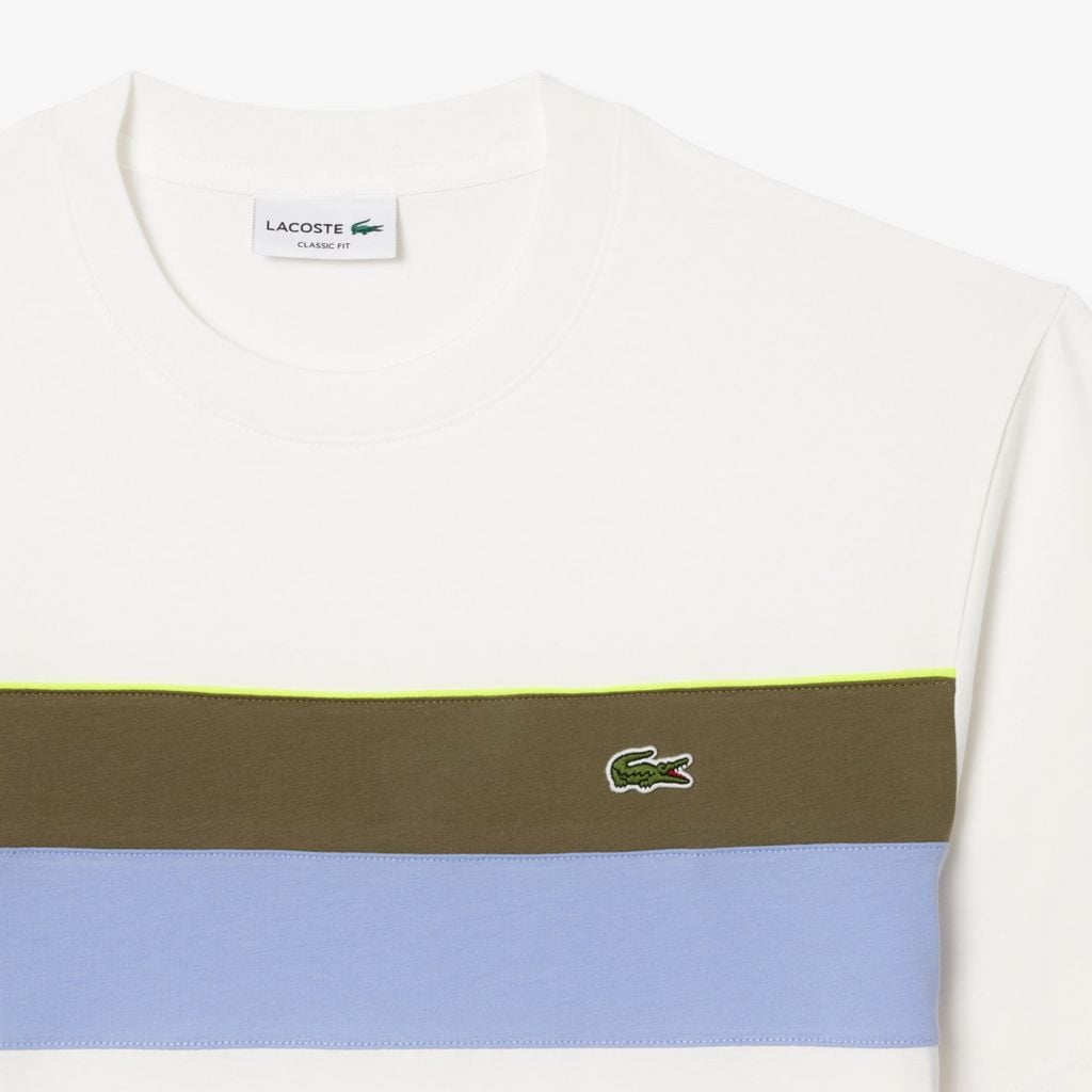 Áo Thun Lacoste Nam Dáng Cổ Điển Họa Tiết Color-Block Chất Liệu Jersey