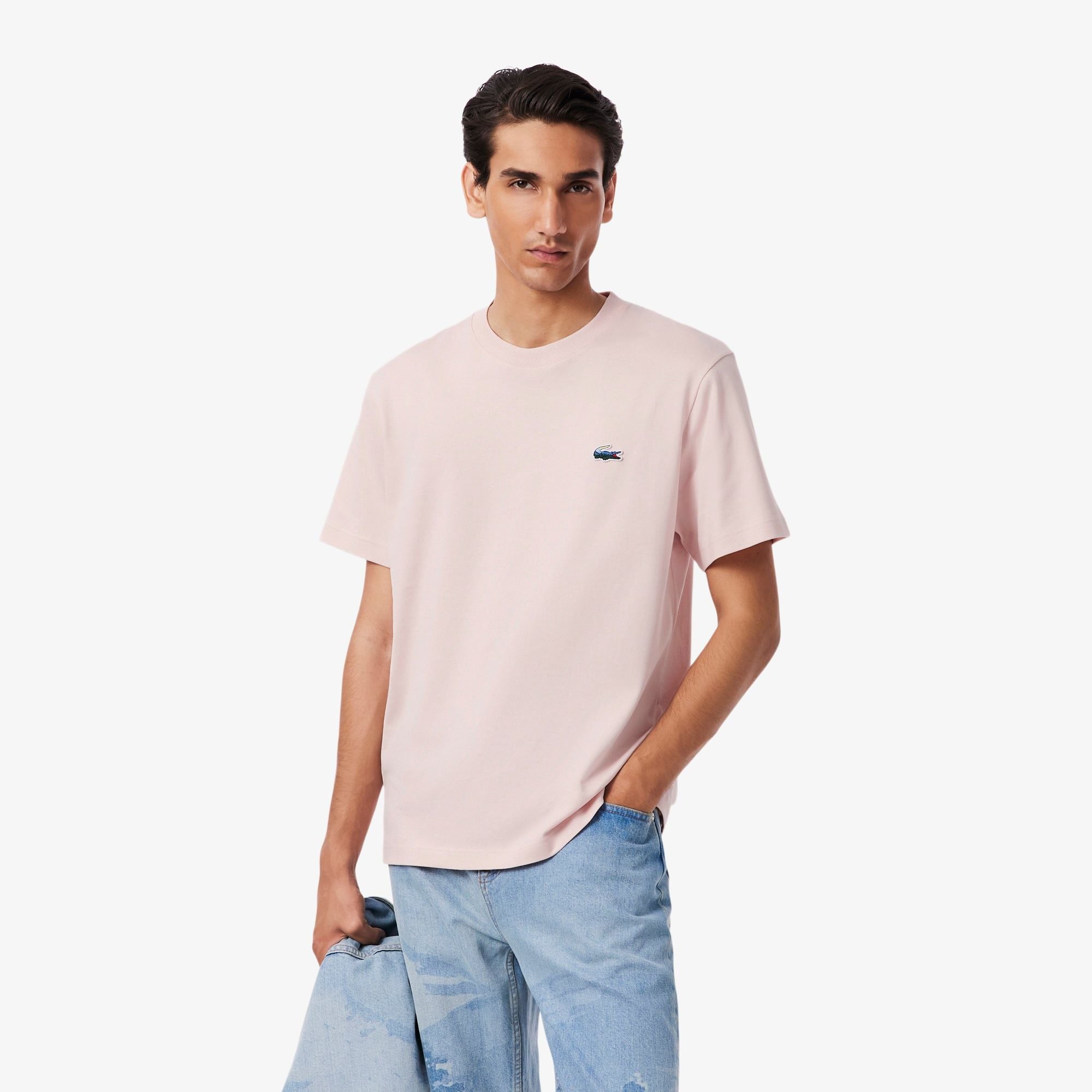 Áo Thun Lacoste Nam Dáng Cổ Điển Jersey Landscape Crocodile Dày Dặn