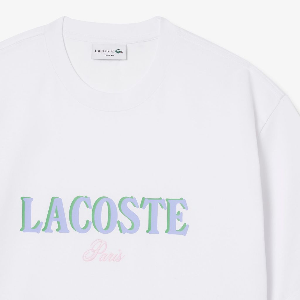Áo Thun Lacoste Nam Dáng Rộng In Hình Chất Liệu Jersey