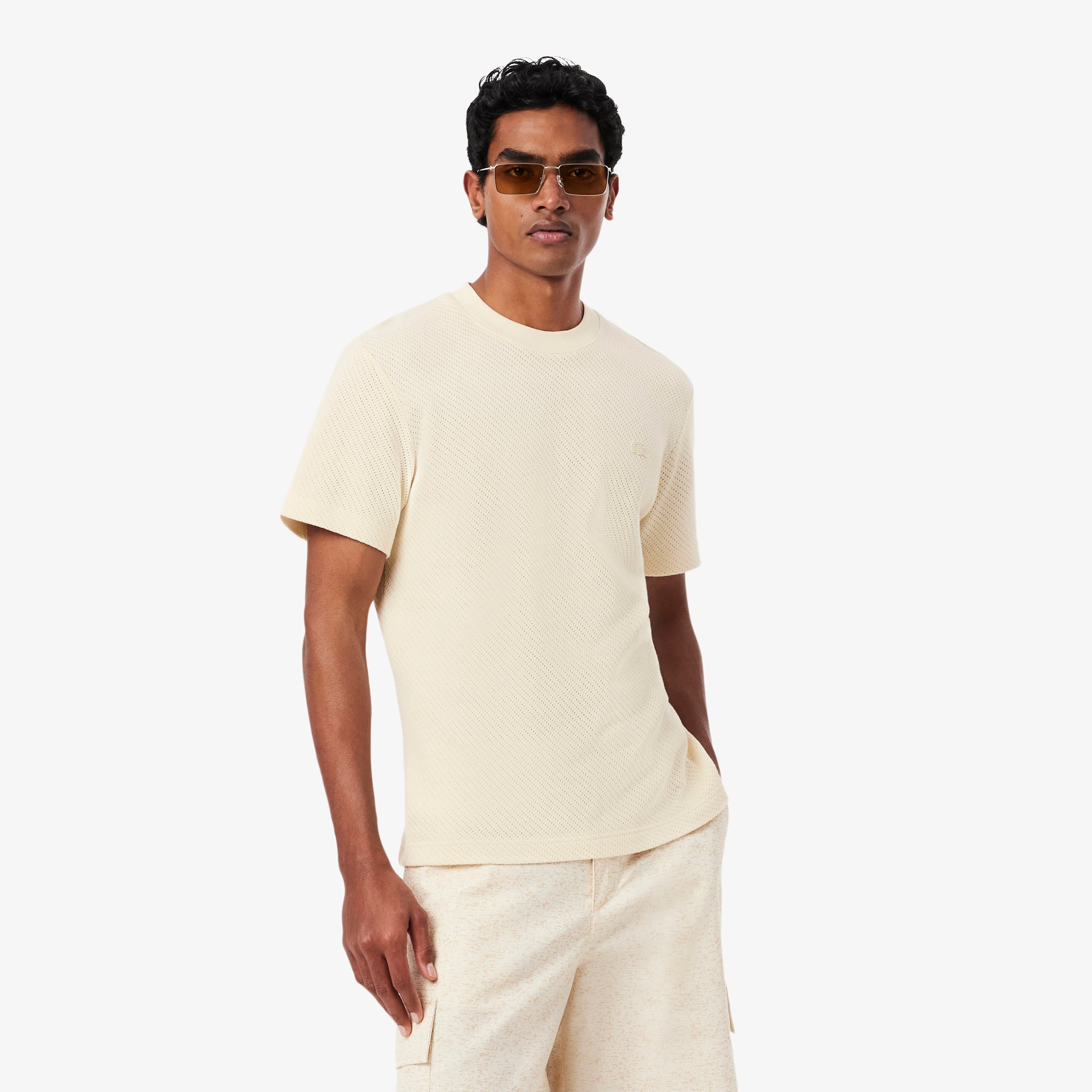 Áo Thun Lacoste Nam Dáng Suông Chất Liệu Cotton Họa Tiết Ren