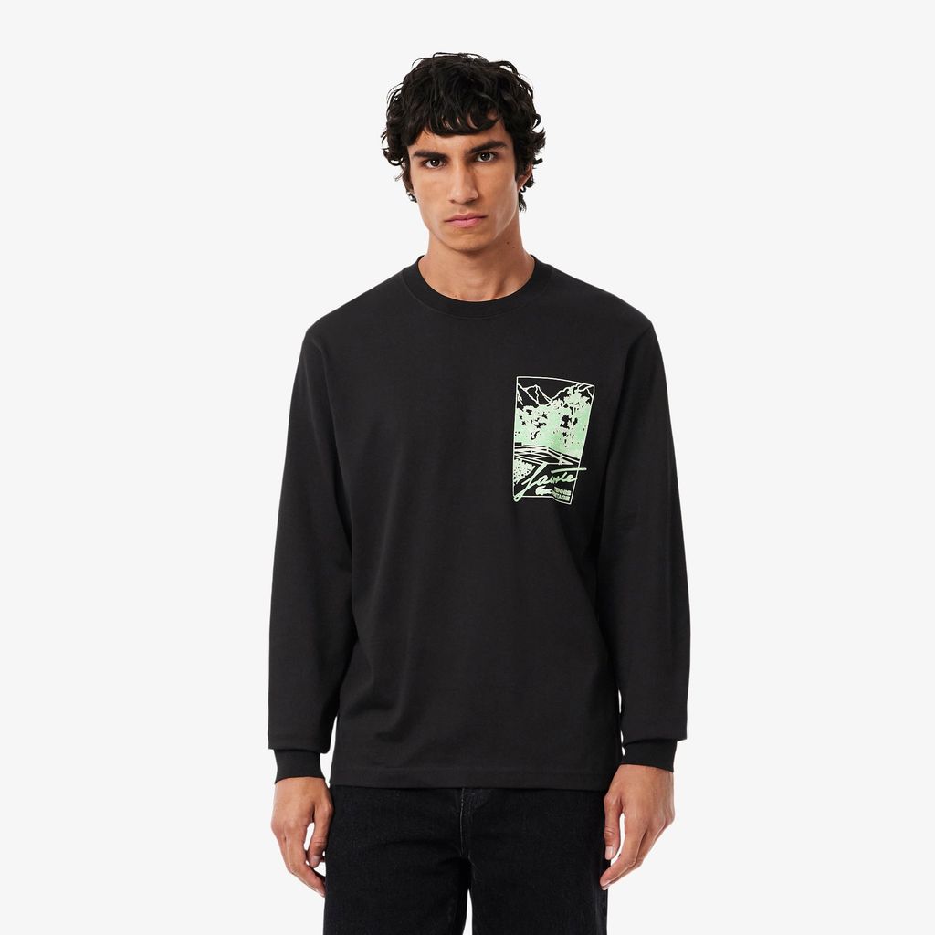 Áo Thun Lacoste Nam Dáng Cổ Điển Dài Tay Chất Liệu Jersey Dày Dặn