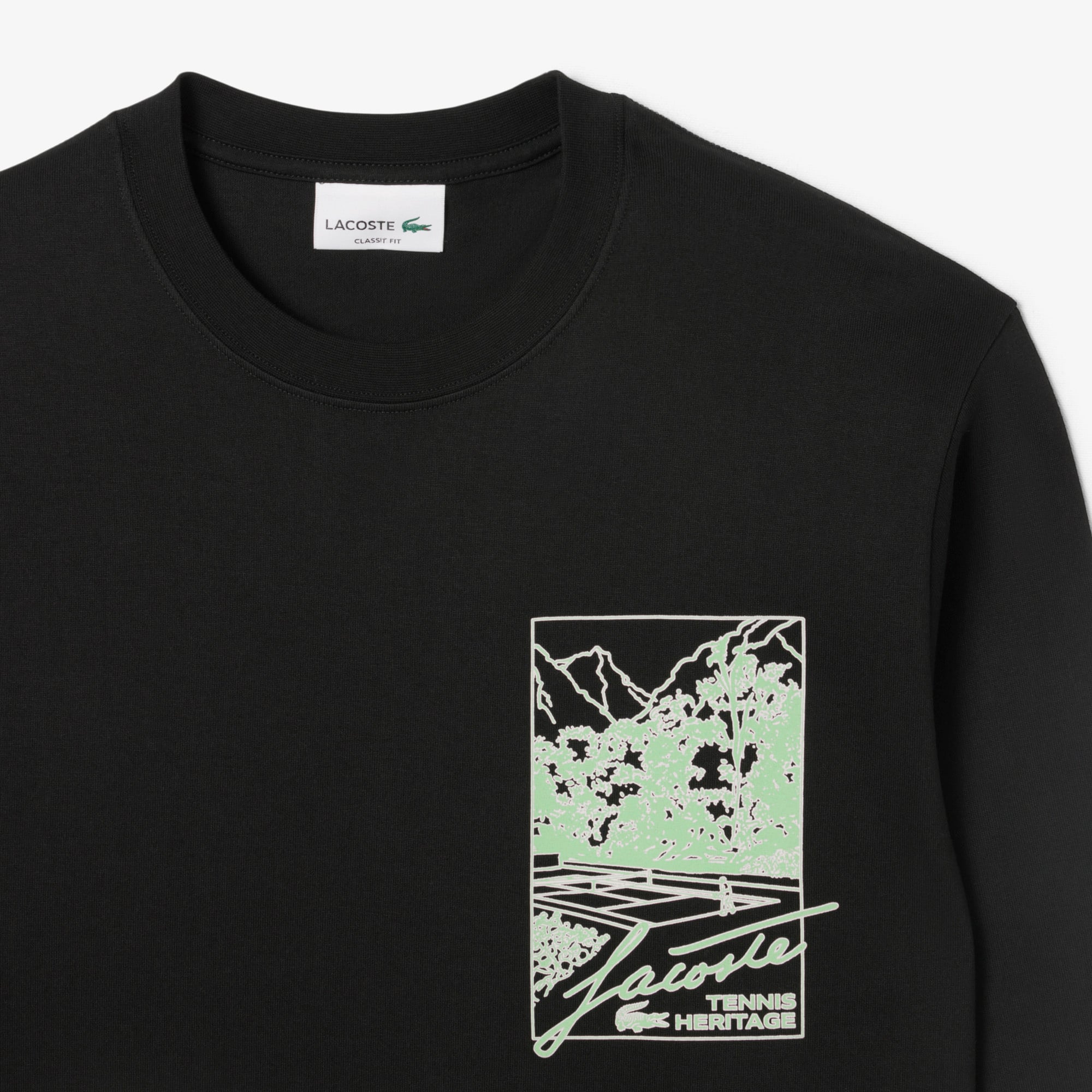 Áo Thun Lacoste Nam Dáng Cổ Điển Dài Tay Chất Liệu Jersey Dày Dặn