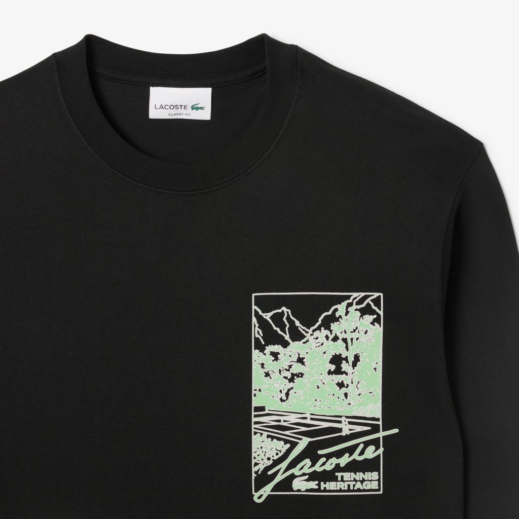 Áo Thun Lacoste Nam Dáng Cổ Điển Dài Tay Chất Liệu Jersey Dày Dặn