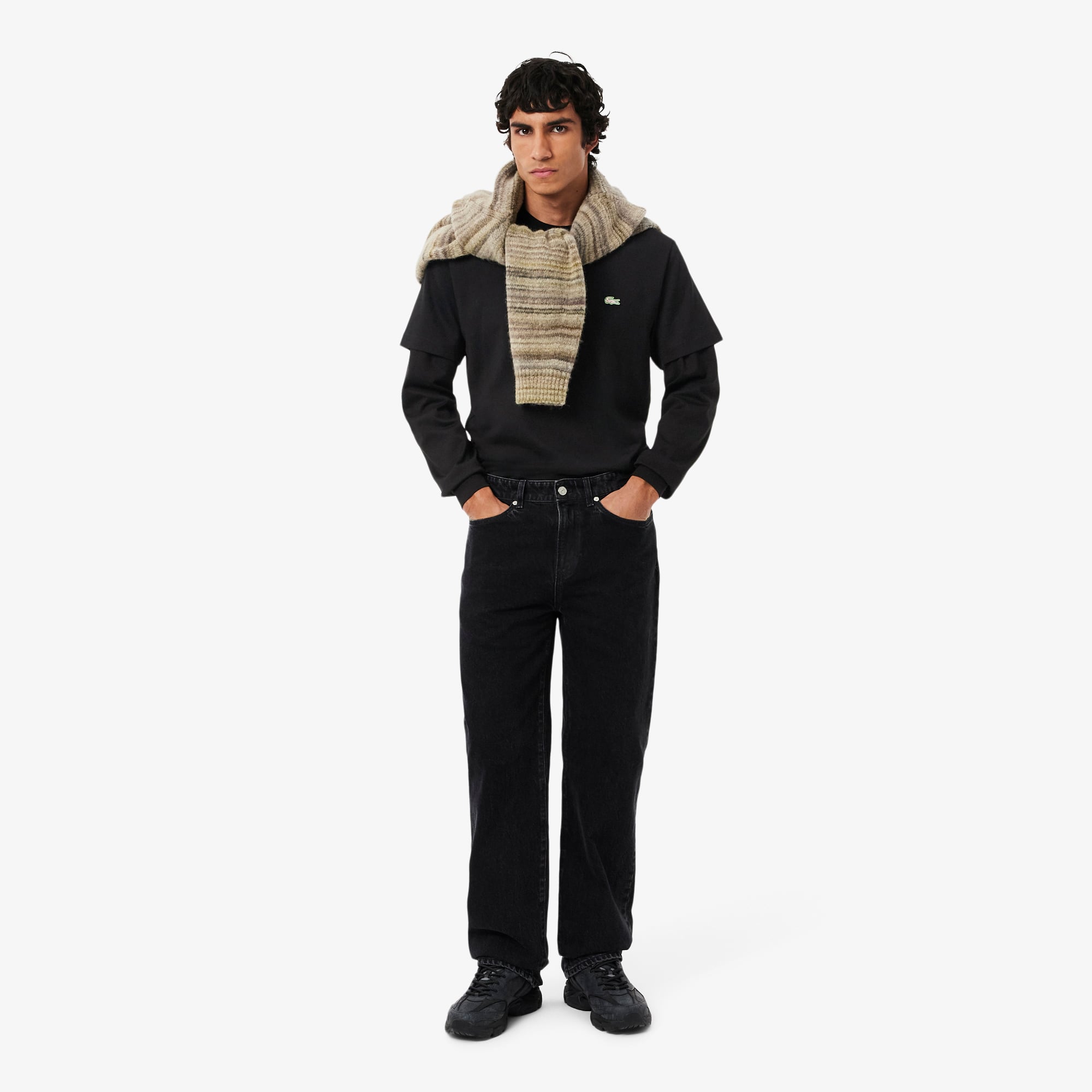 Áo Thun Lacoste Nam Dáng Cổ Điển Dài Tay Chất Liệu Jersey Dày Dặn